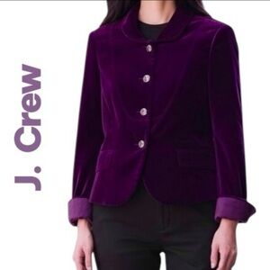 J. Crew Women's Bella Velvet Blazer Dark Purple 4 Buttons Pockets SZ 4